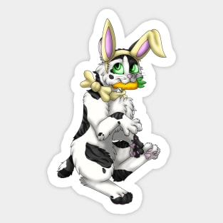 Bobtail BunnyCat: Black Bicolor Tabby (Yellow) Sticker